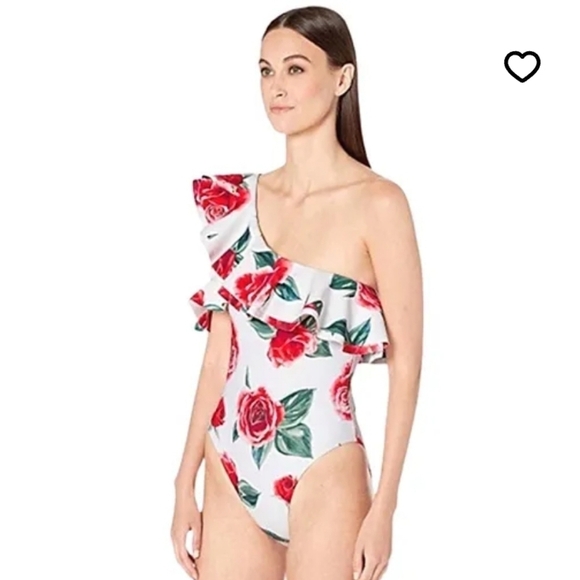 New!Onia x Weworewhat Stella one-shoulder Floral Print swimsuit - Picture 1 of 10